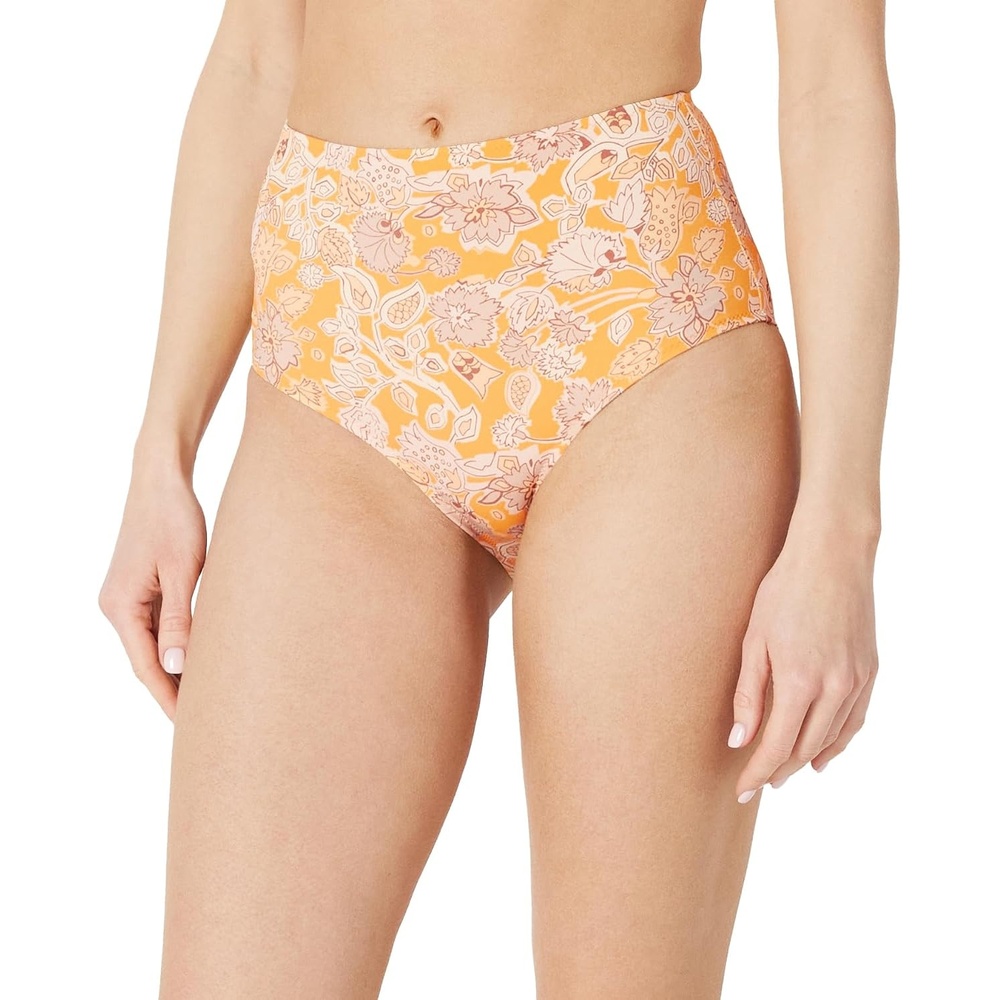 image:imageAmazon Essentials Womens High Waist Swim Bottom Available in Plus SizeYellow Multi Folk Floral