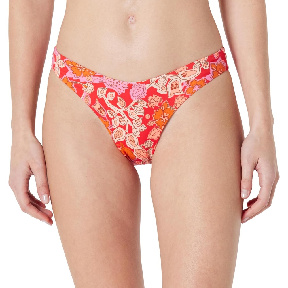 image:imageAmazon Essentials Womens HighRise HighLeg Swim Bikini BottomBright Poppy Red Folk Floral