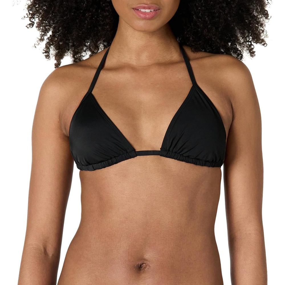 image:imageAmazon Essentials Womens Light Support Triangle Bikini Top with Removable CupsBlack