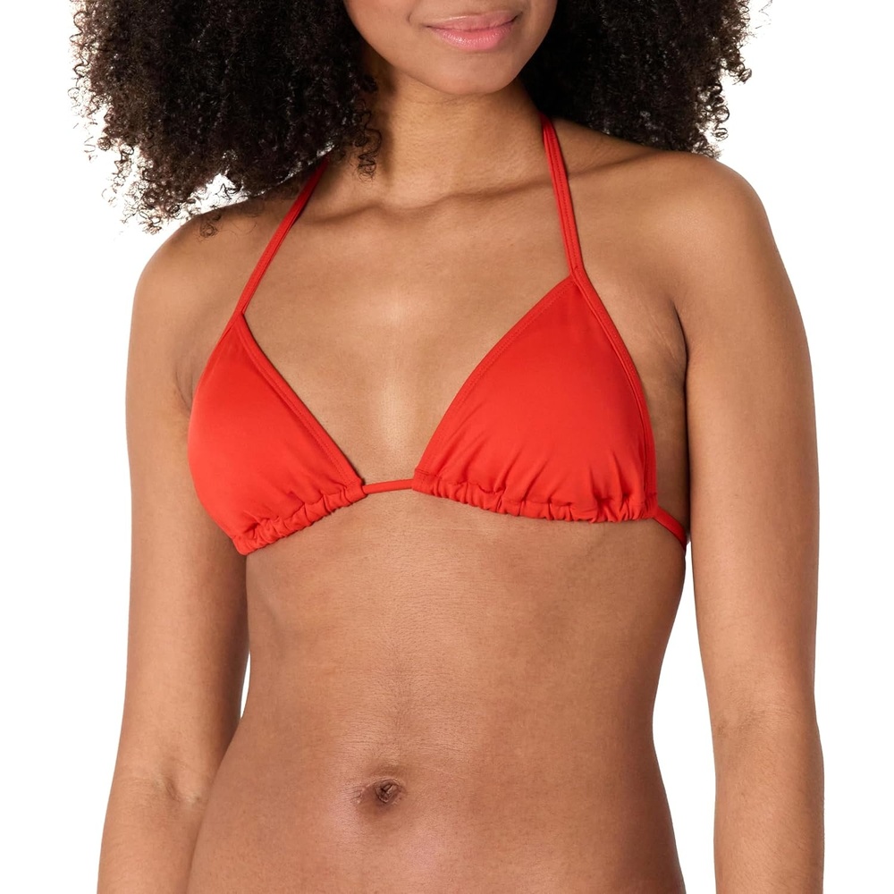 image:imageAmazon Essentials Womens Light Support Triangle Bikini Top with Removable CupsBright Poppy Red