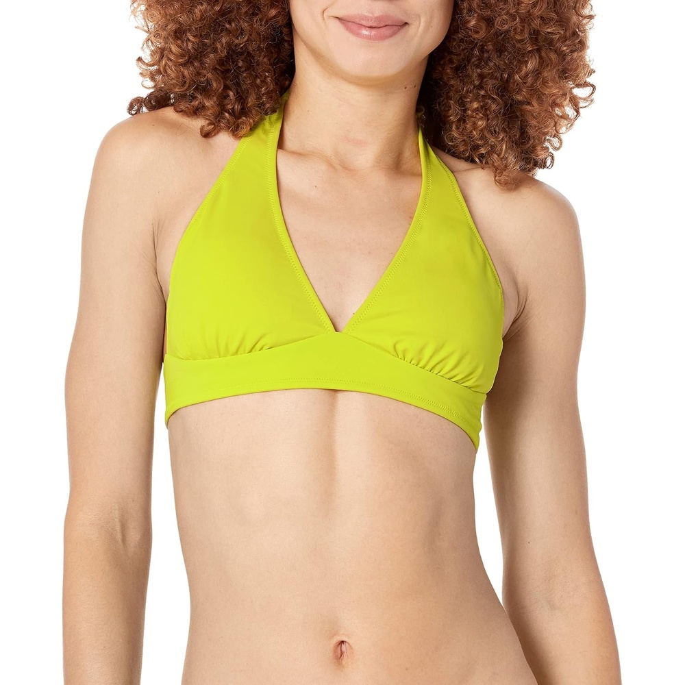 image:imageAmazon Essentials Womens LightSupport Padded Tie Halter Bikini Swimsuit Top Available in Plus SizeLime Green