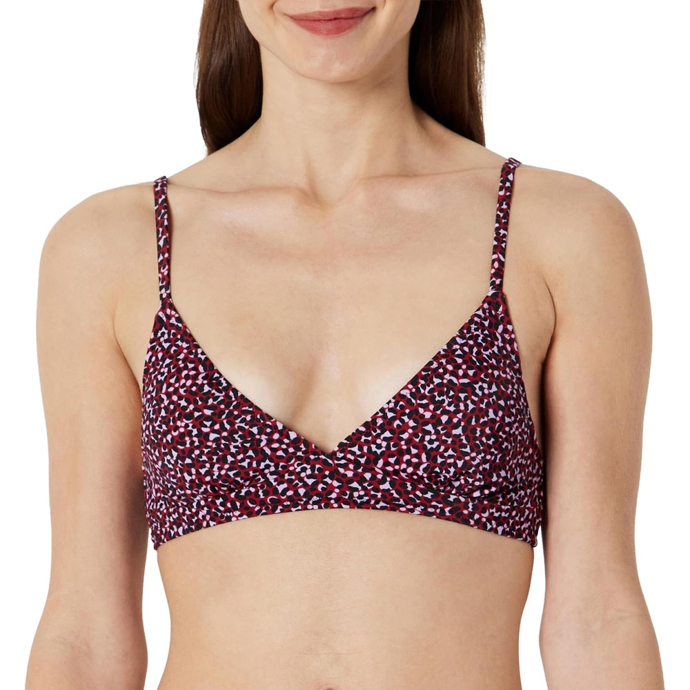 image:imageAmazon Essentials Womens LightSupport Triangle Bikini Swimsuit Top with Adjustable StrapsBrick Red Leopard