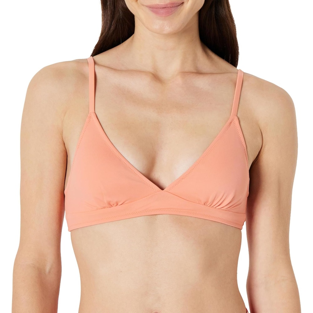 image:imageAmazon Essentials Womens LightSupport Triangle Bikini Swimsuit Top with Adjustable StrapsCoral Pink