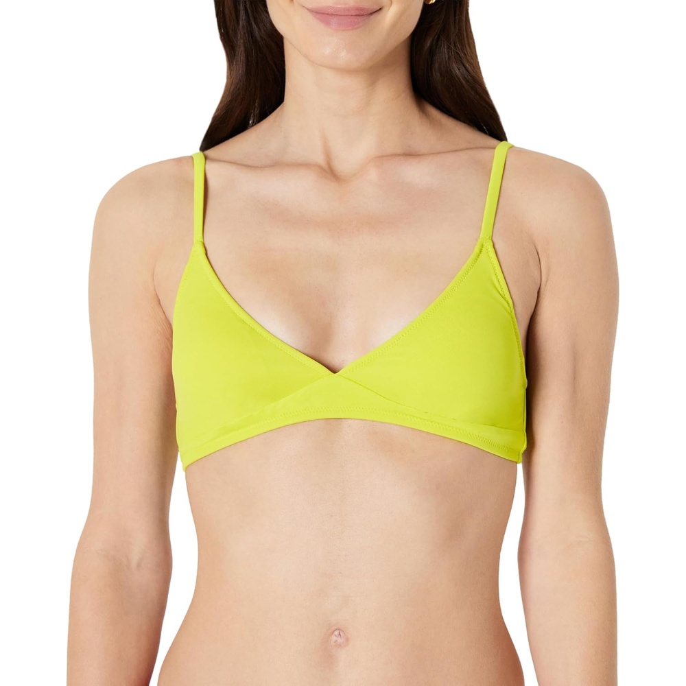 image:imageAmazon Essentials Womens LightSupport Triangle Bikini Swimsuit Top with Adjustable StrapsLime Green