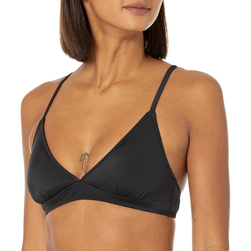 image:imageAmazon Essentials Womens LightSupport Triangle Bikini Swimsuit Top with Adjustable StrapsWashed Black