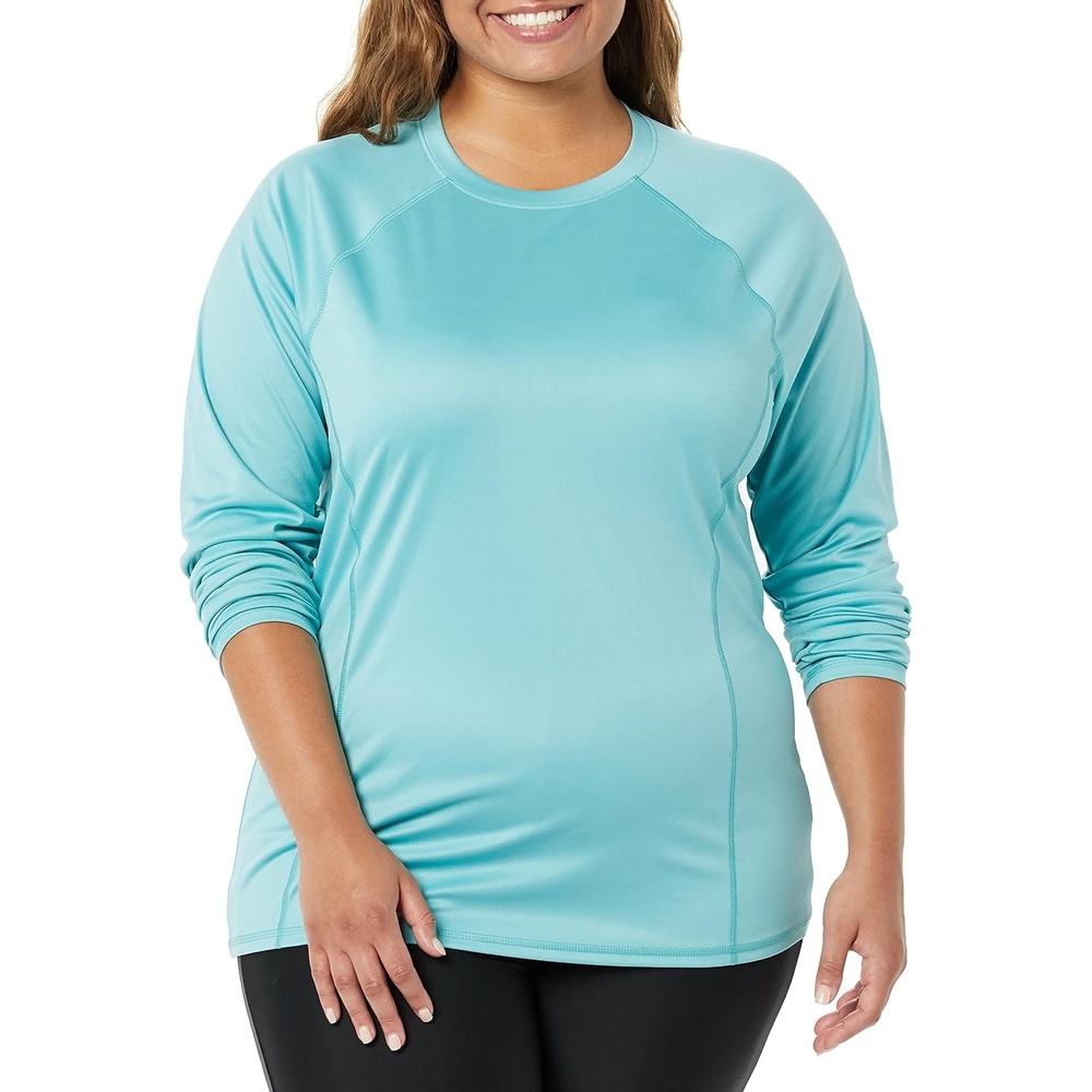 image:imageAmazon Essentials Womens Long Sleeve Rash GuardAqua Blue