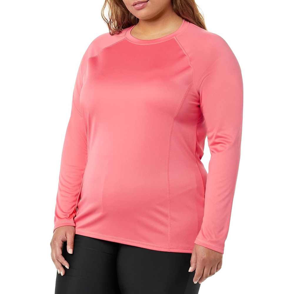 image:imageAmazon Essentials Womens Long Sleeve Rash GuardCoral Pink