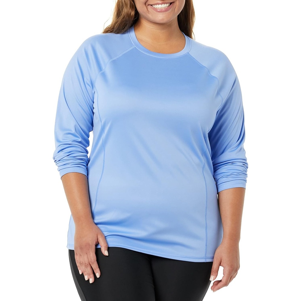 image:imageAmazon Essentials Womens Long Sleeve Rash GuardLight Blue