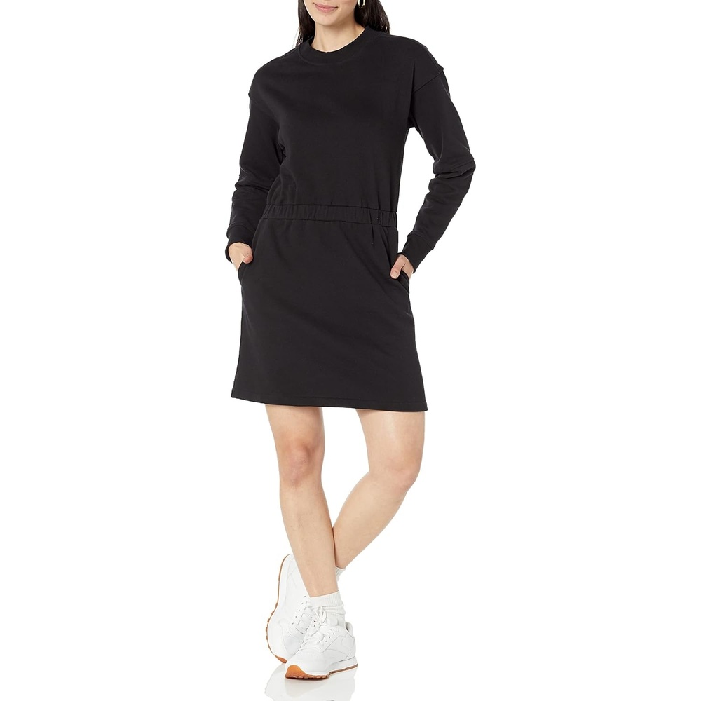image:imageAmazon Essentials Womens Long Sleeve Sweatshirt DressBlack