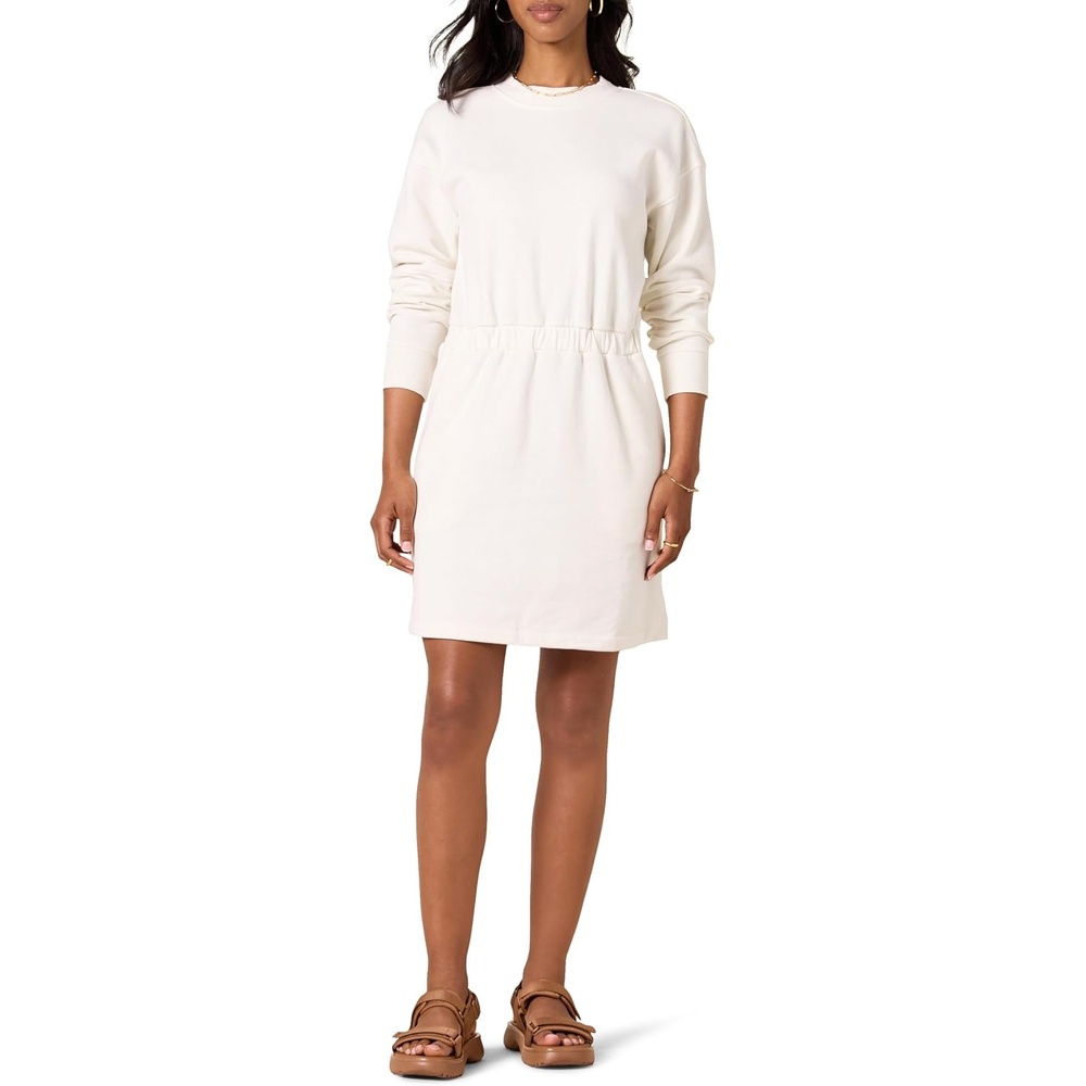 image:imageAmazon Essentials Womens Long Sleeve Sweatshirt DressEggshell White