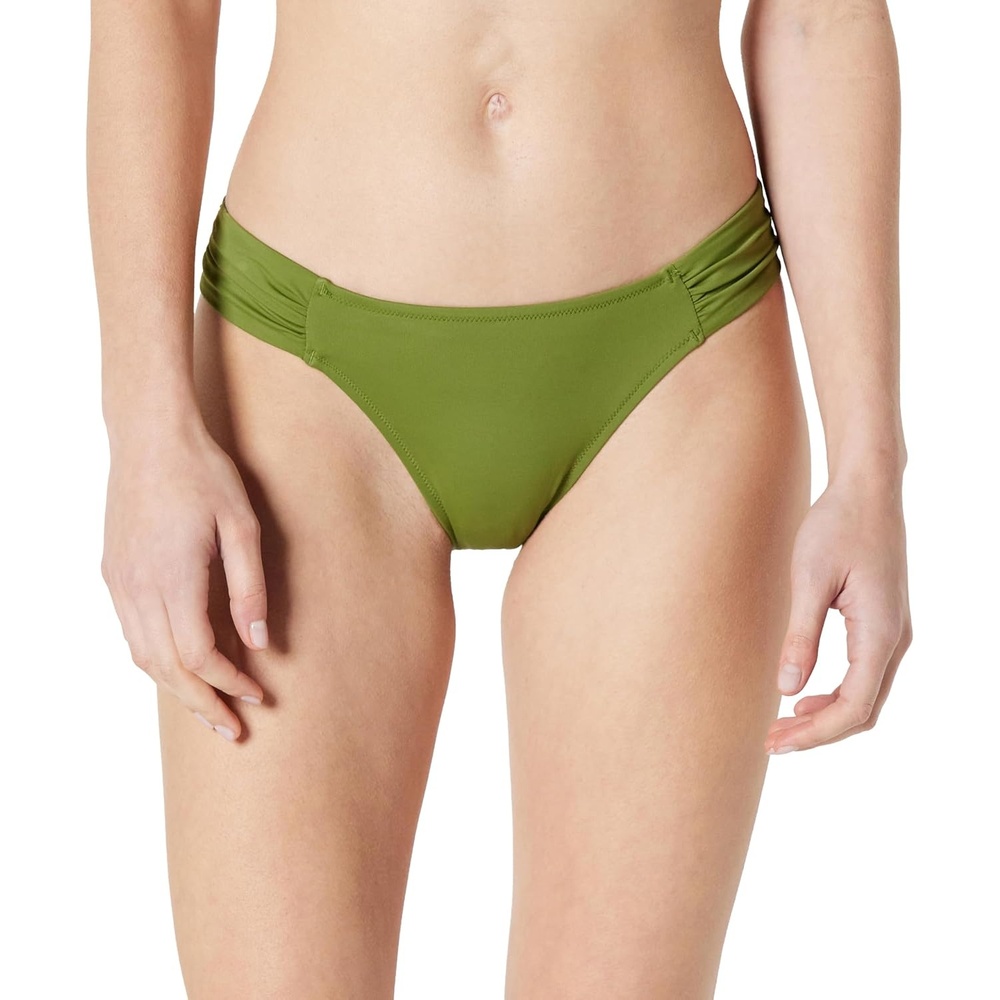 image:imageAmazon Essentials Womens Ruched Side Tab Full Coverage Bikini Swimsuit BottomOlive