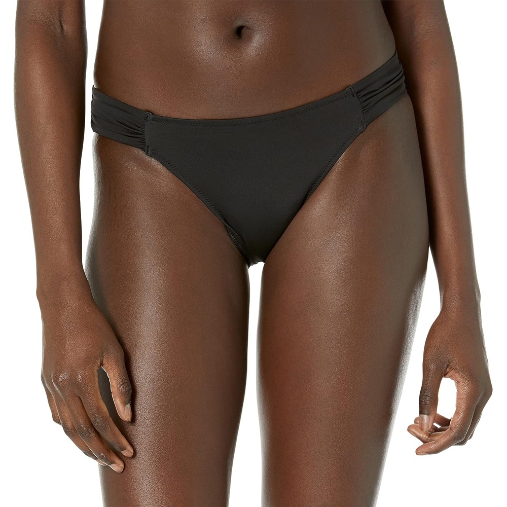 image:imageAmazon Essentials Womens Ruched Side Tab Full Coverage Bikini Swimsuit BottomWashed Black