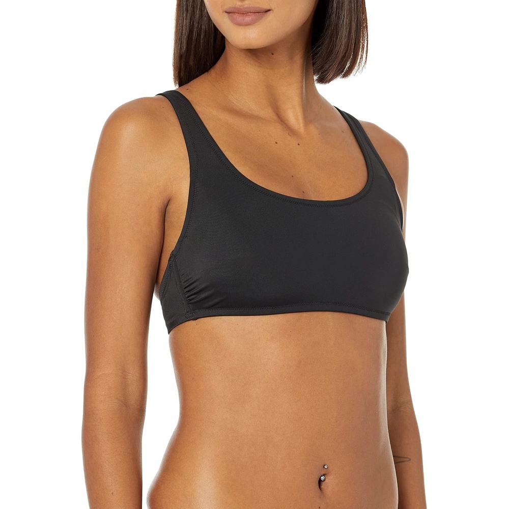 image:imageAmazon Essentials Womens Scoop Neck Swim Crop TopWashed Black