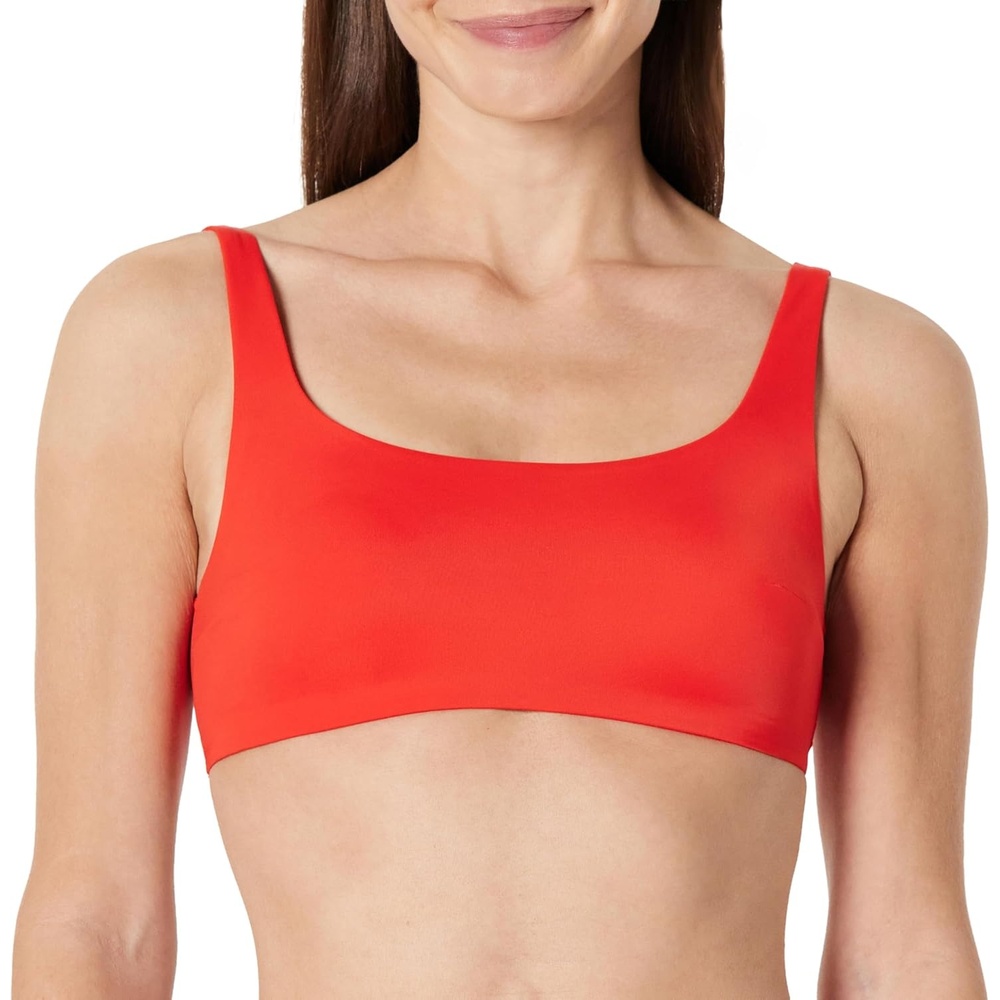 image:imageAmazon Essentials Womens Squareneck Swim Bikini TopBright Poppy Red