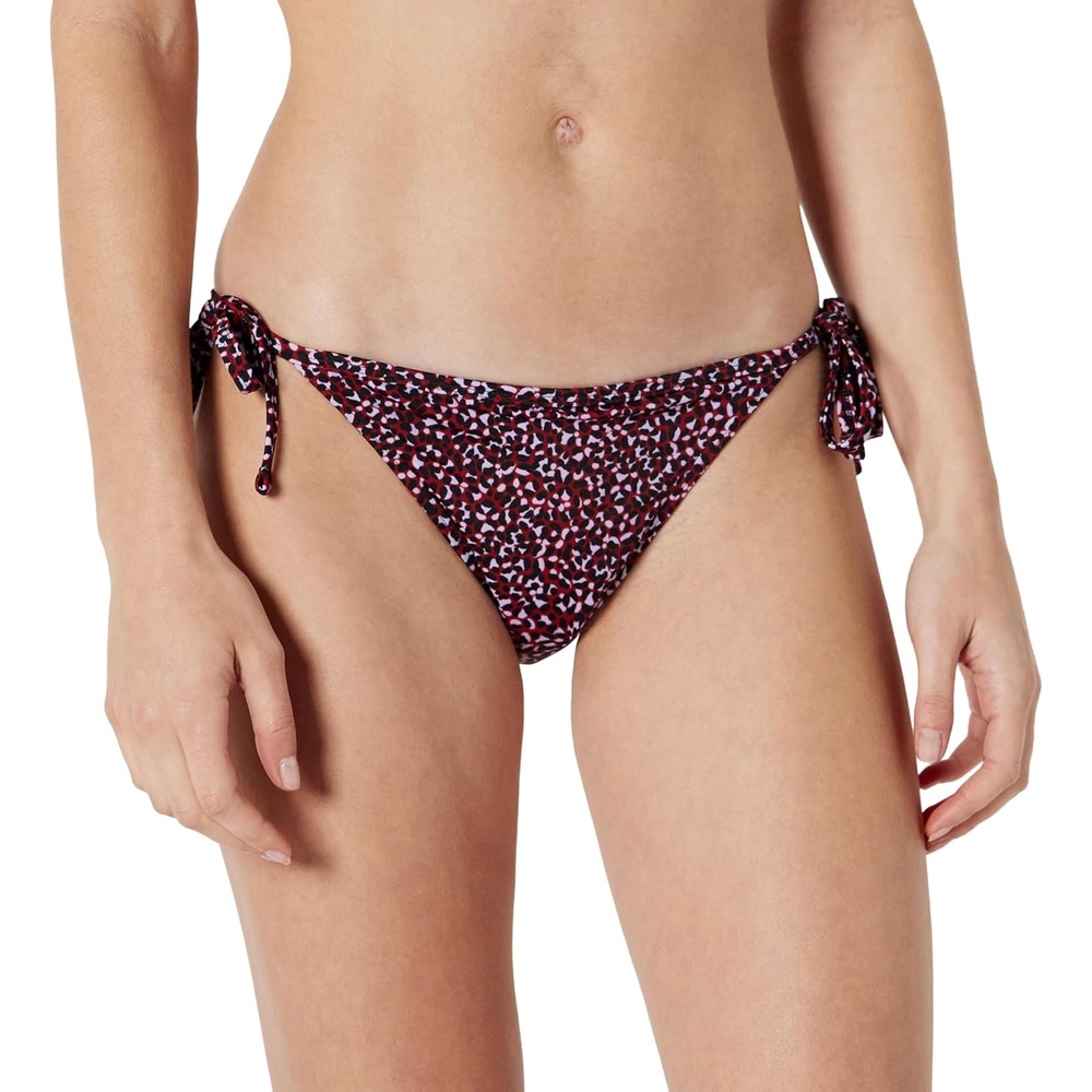 image:imageAmazon Essentials Womens Tie Side Bikini BottomBrick Red Lilac Leopard