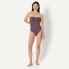 Amazon Essentials Women’s Bandeau One Piece Swimsuit(Brick Red Lilac Leopard)