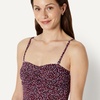 Amazon Essentials Women’s Bandeau One Piece Swimsuit(Brick Red Lilac Leopard)