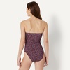 Amazon Essentials Women’s Bandeau One Piece Swimsuit(Brick Red Lilac Leopard)