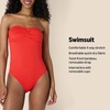 Amazon Essentials Women’s Bandeau One Piece Swimsuit(Bright Poppy Red)