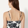 Amazon Essentials Women’s Bandeau One Piece Swimsuit(Cream Black Floral)