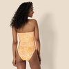 Amazon Essentials Women’s Bandeau One Piece Swimsuit(Yellow Multi Folk Floral)
