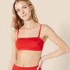 Amazon Essentials Women’s Bandeau Swim Top with Removable Straps, Mesh Liner, Hook Fastener(Bright Poppy Red)