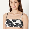 Amazon Essentials Women’s Bandeau Swim Top with Removable Straps, Mesh Liner, Hook Fastener(Cream Black Floral)