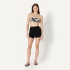 Amazon Essentials Women’s Bandeau Swim Top with Removable Straps, Mesh Liner, Hook Fastener(Cream Black Floral)