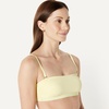 Amazon Essentials Women’s Bandeau Swim Top with Removable Straps, Mesh Liner, Hook Fastener(Light Yellow)