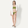 Amazon Essentials Women’s Bandeau Swim Top with Removable Straps, Mesh Liner, Hook Fastener(Olive)