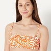 Amazon Essentials Women’s Bandeau Swim Top with Removable Straps, Mesh Liner, Hook Fastener(Rust Orange Abstract Palms)