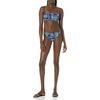 Amazon Essentials Women’s Bandeau Swim Top with Removable Straps(Deep Blue Paisley)