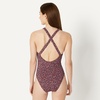 Amazon Essentials Women’s Criss-Cross Back One-Piece Swimsuit, Slim Fit(Brick Red Lilac Leopard)