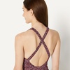 Amazon Essentials Women’s Criss-Cross Back One-Piece Swimsuit, Slim Fit(Brick Red Lilac Leopard)