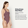 Amazon Essentials Women’s Criss-Cross Back One-Piece Swimsuit, Slim Fit(Brick Red Lilac Leopard)