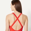 Amazon Essentials Women’s Criss-Cross Back One-Piece Swimsuit, Slim Fit(Bright Poppy Red)