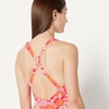 Amazon Essentials Women’s Criss-Cross Back One-Piece Swimsuit, Slim Fit(Bright Poppy Red Folk Floral)