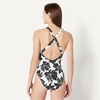 Amazon Essentials Women’s Criss-Cross Back One-Piece Swimsuit, Slim Fit(Cream Black Floral)