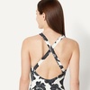 Amazon Essentials Women’s Criss-Cross Back One-Piece Swimsuit, Slim Fit(Cream Black Floral)