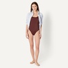 Amazon Essentials Women’s Criss-Cross Back One-Piece Swimsuit, Slim Fit(Deep Brown)
