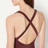 Amazon Essentials Women’s Criss-Cross Back One-Piece Swimsuit, Slim Fit(Deep Brown)