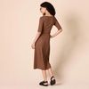 Amazon Essentials Women’s Fine Rib V Neck Side Cut-Out Midi Dress (Previously Daily Ritual)(Chocolate)