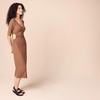 Amazon Essentials Women’s Fine Rib V Neck Side Cut-Out Midi Dress (Previously Daily Ritual)(Chocolate)