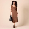 Amazon Essentials Women’s Fine Rib V Neck Side Cut-Out Midi Dress (Previously Daily Ritual)(Chocolate)