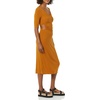 Amazon Essentials Women’s Fine Rib V Neck Side Cut-Out Midi Dress (Previously Daily Ritual)(Dark Caramel)