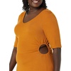 Amazon Essentials Women’s Fine Rib V Neck Side Cut-Out Midi Dress (Previously Daily Ritual)(Dark Caramel)