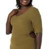 Amazon Essentials Women’s Fine Rib V Neck Side Cut-Out Midi Dress (Previously Daily Ritual)(Dark Olive)