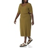 Amazon Essentials Women’s Fine Rib V Neck Side Cut-Out Midi Dress (Previously Daily Ritual)(Dark Olive)