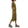 Amazon Essentials Women’s Fine Rib V Neck Side Cut-Out Midi Dress (Previously Daily Ritual)(Dark Olive)