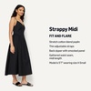 Amazon Essentials Women’s Fit & Flare Thin Strap Cotton Poplin Midi Dress(Black)